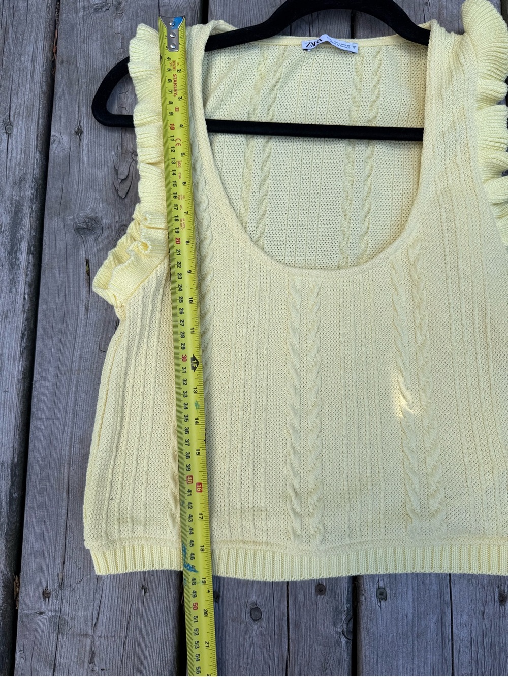Zara Pale Yellow Cable-Knit Ruffle Tank - Picture 5 of 5